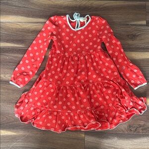 Matilda Jane Red Polka Dot Dress with blue velvet bow girls size 6